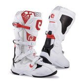 ELEVEIT MOTOBOOTS, stivali moto offroad bianchi con chiusura regolabile. Design elegante e protezione ottimale.